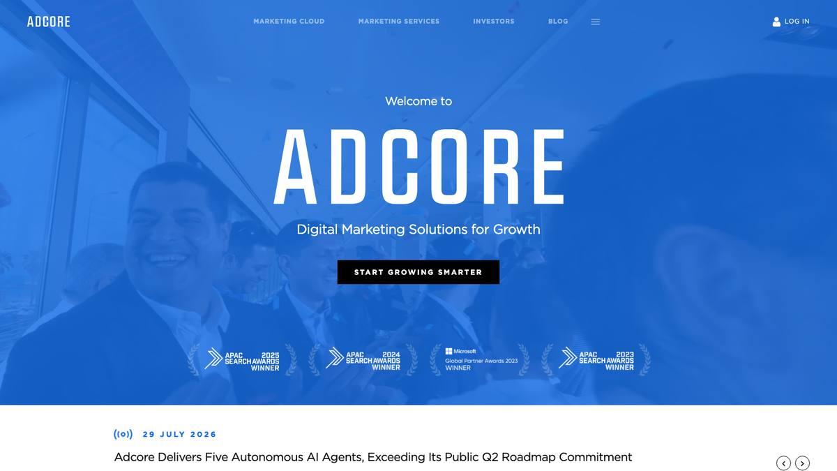 Adcore homepage